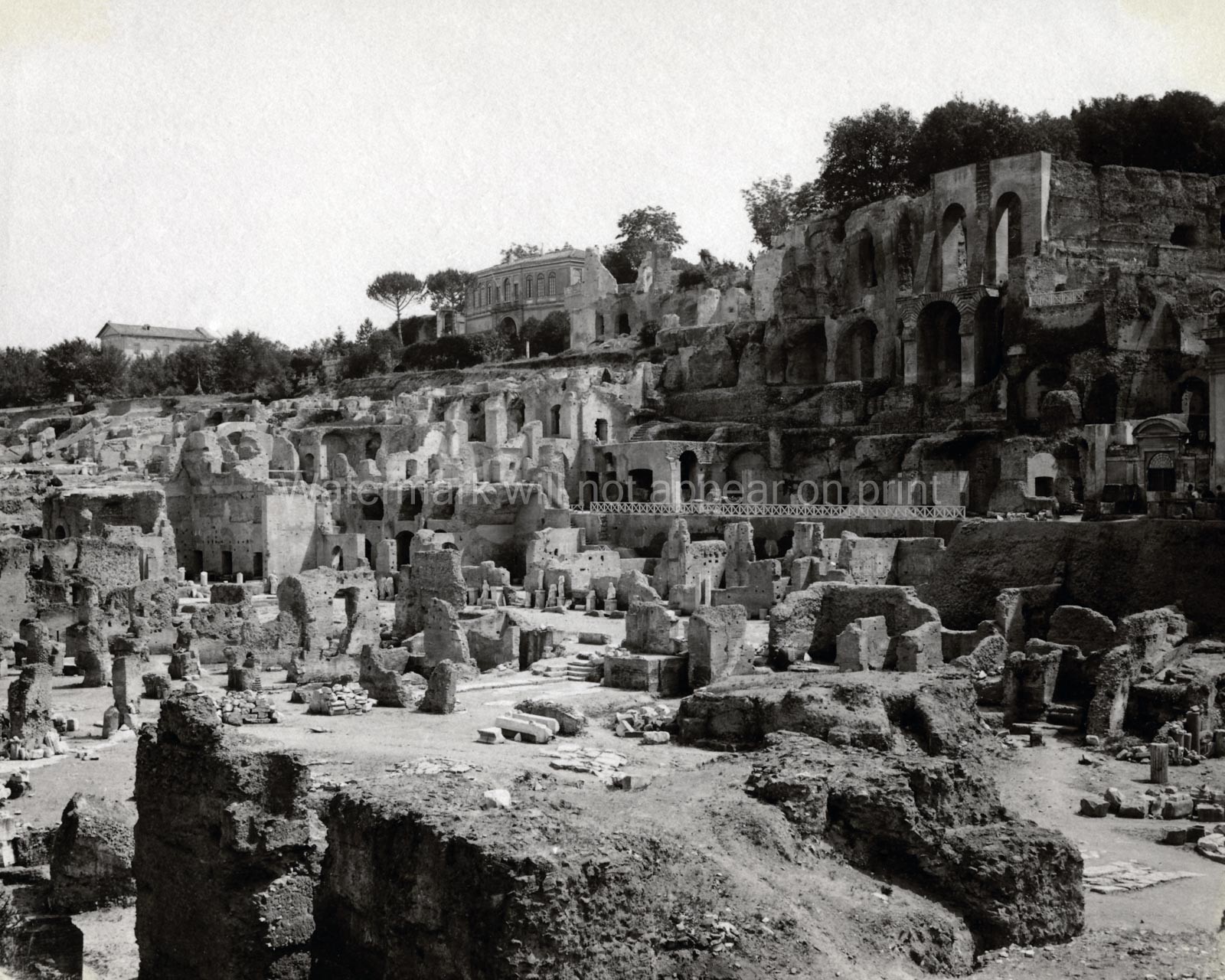 Rome Italy Palace of the Caesars Roman Forum Ruins Vtg. Photo 19thC.