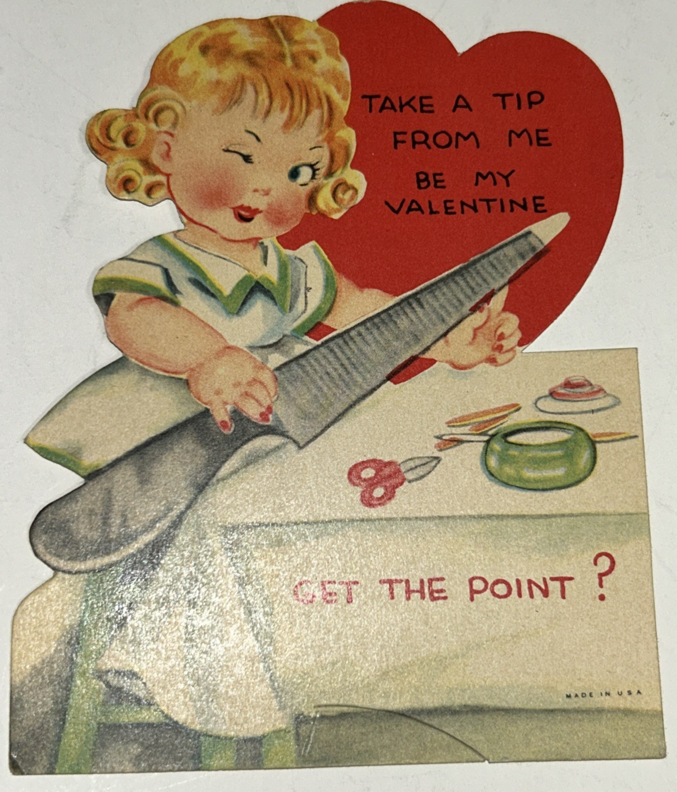 Vintage Valentine Take A Tip From Me Be My Valentine Get The Point? Old Card￼