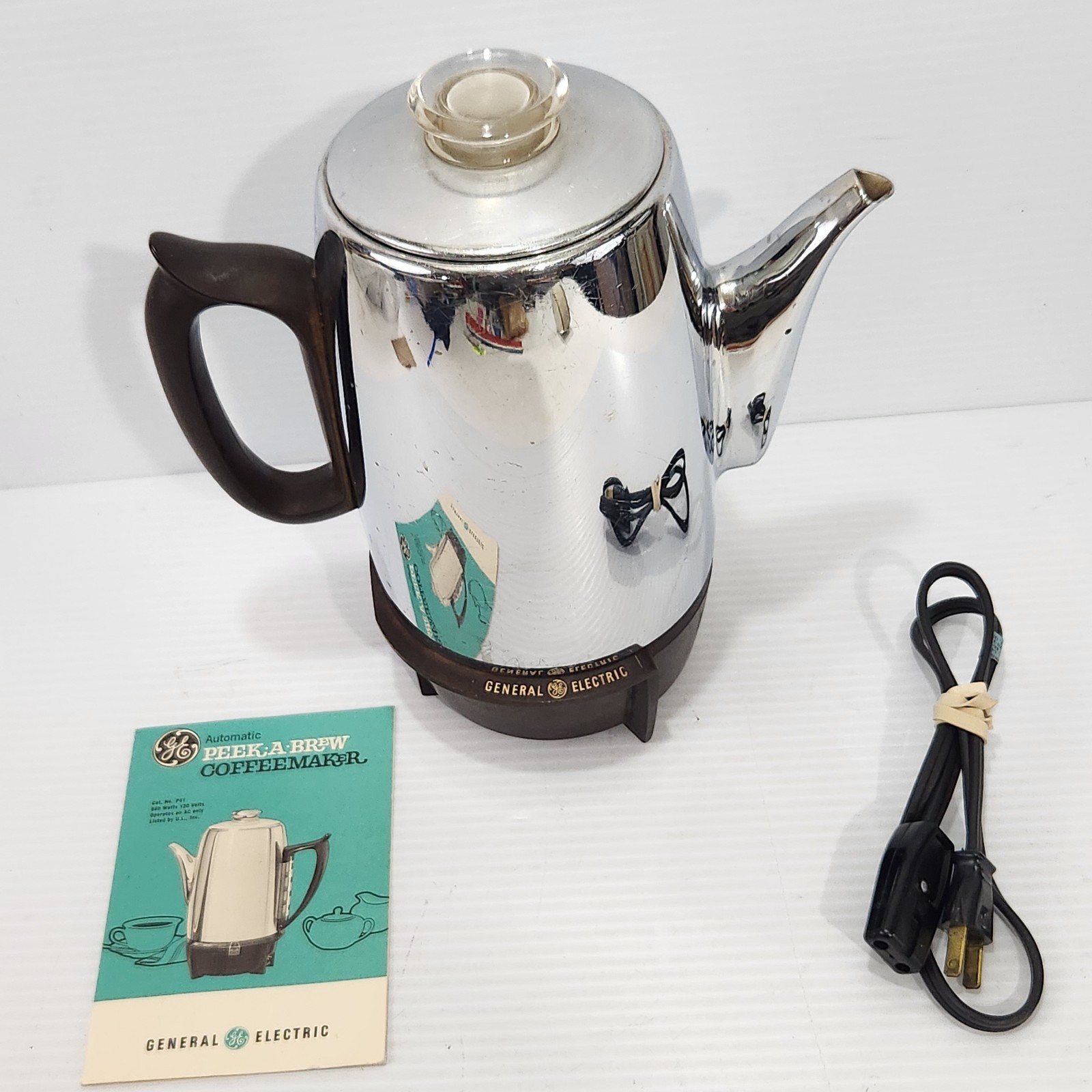 General Electric Percolator Coffee Pot 75P31 GE P31 Maker Chrome VTG MCM 9 Cup
