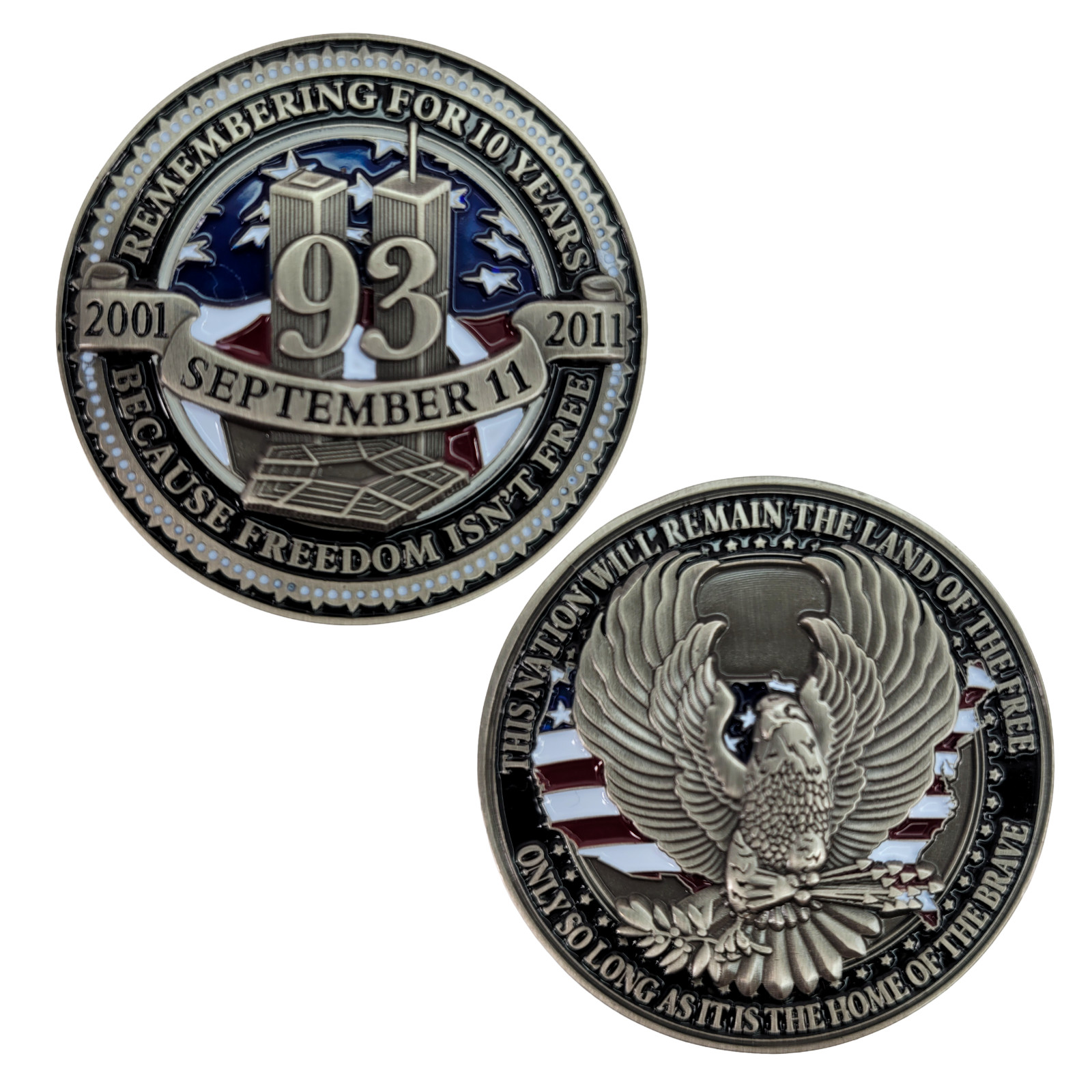 9/11 10th Anniversary Challenge Coin 2001‑2011 Flight 93 Tribute Twin Towers