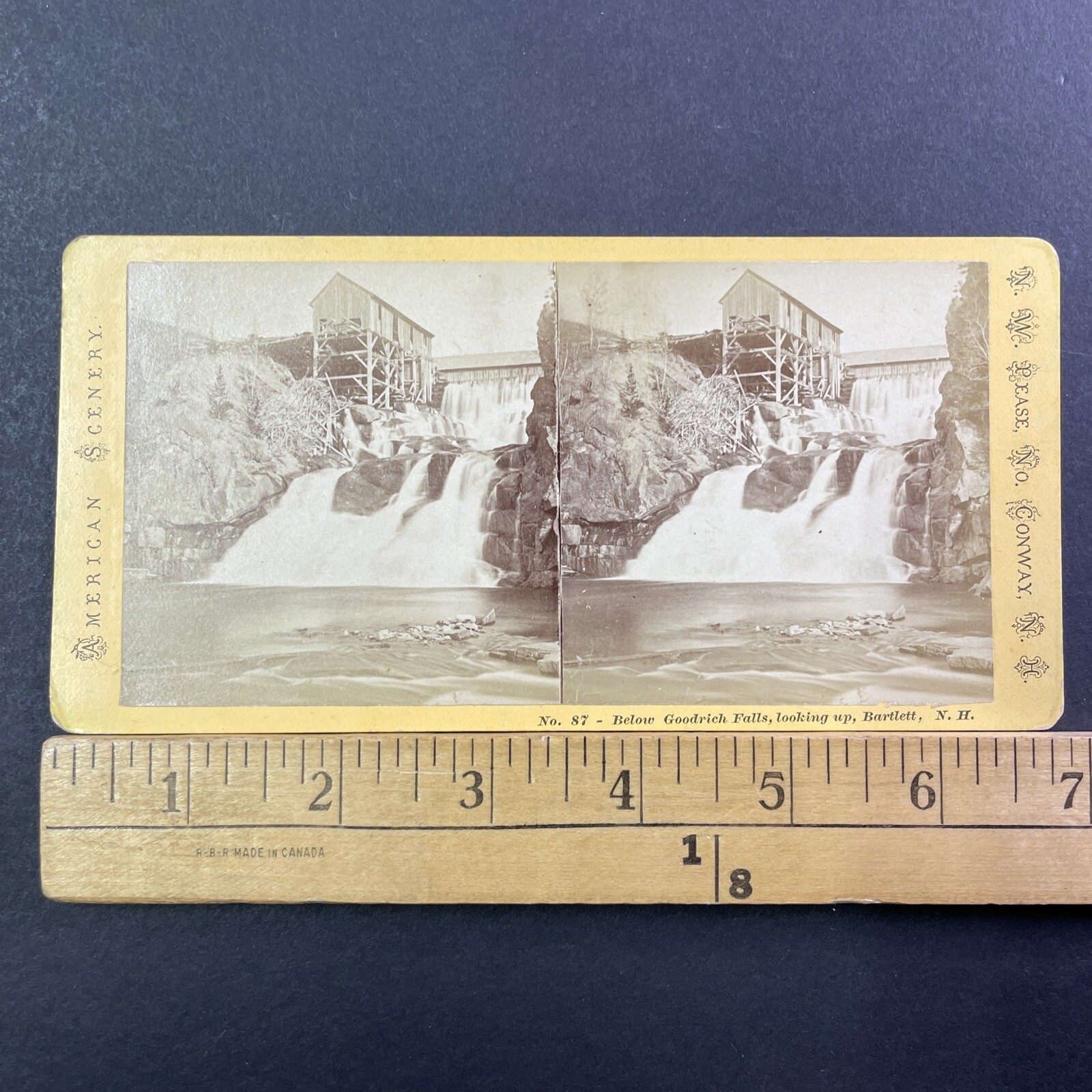 Goodrich Falls Lumber Mill Stereoview N. W. Pease Bartlett NH 1860s-1870s