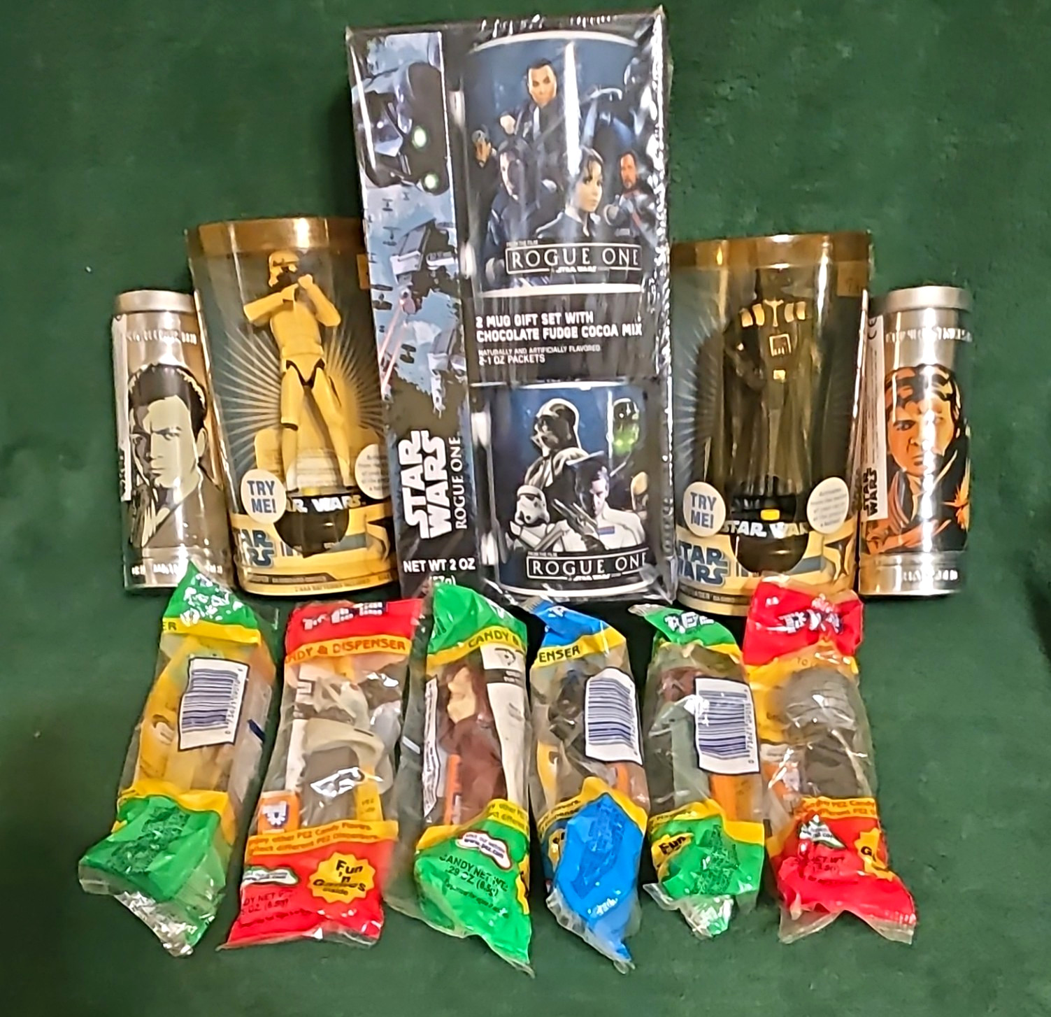 Star Wars Mega Lot: 2 Talking Dashboard Drivers, Rogue One Mugs, Watches, 6 Pez