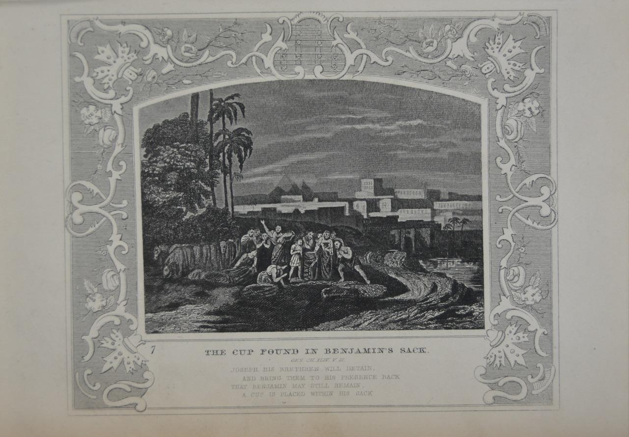 Antique Religious Art The Cup in Benjamin's Sack 1860 Christian Original History