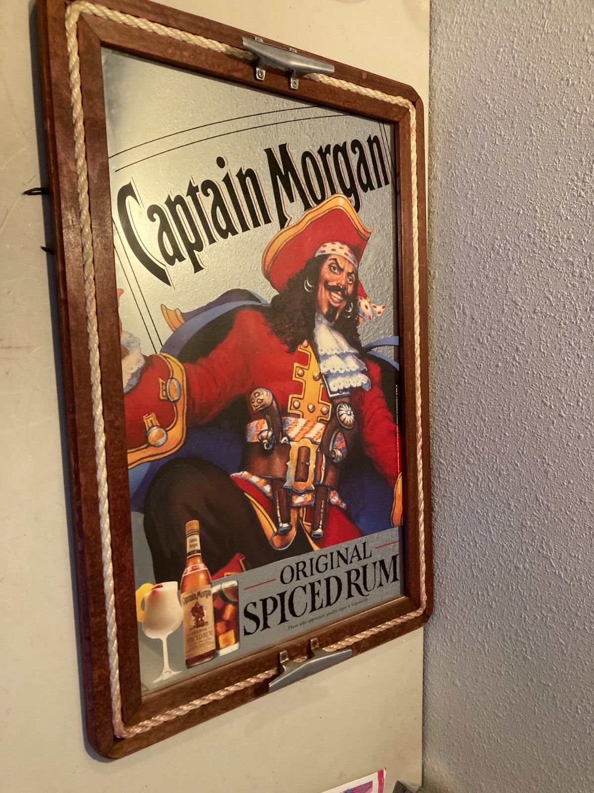 VTG Captain Morgan Spiced Rum Nautical Wall Mirror Bar Decor 36