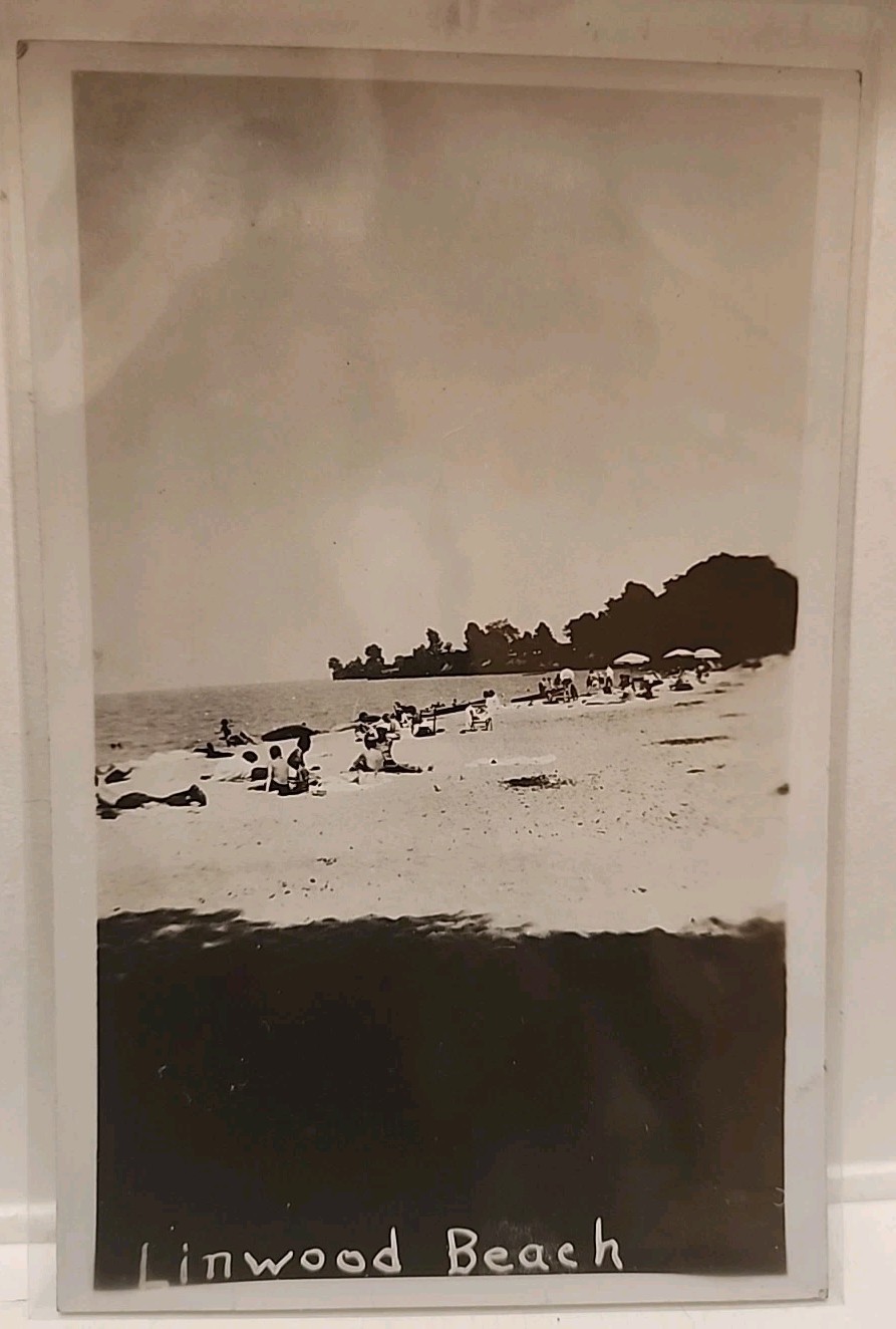 Vermilion Ohio Real Photo Postcard Bathing Beach Linwood Park RPPC 1950's?