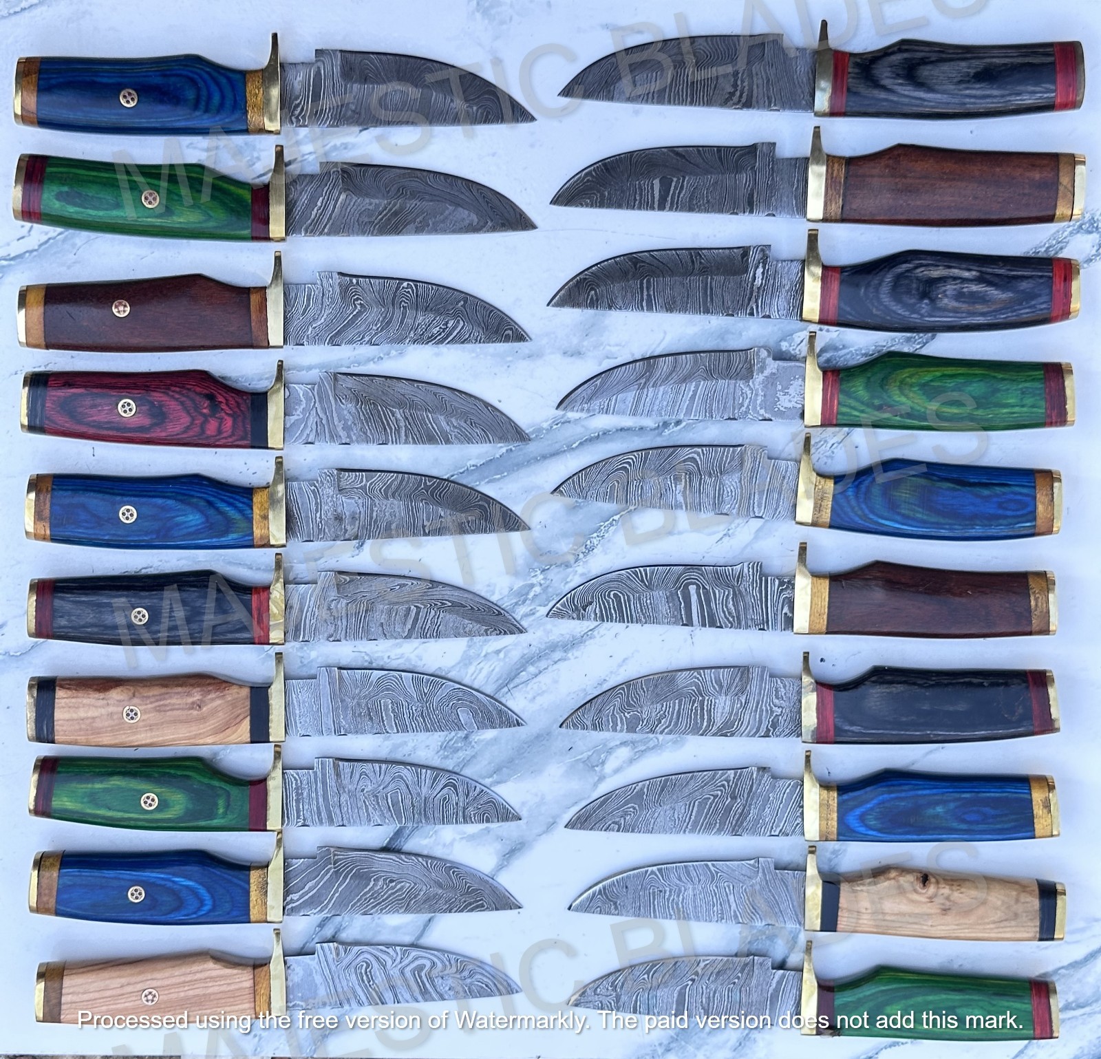 Lot of 20pc 8'' Damascus Steel Skinning/Hunting Knife Wood Handle W Sheath