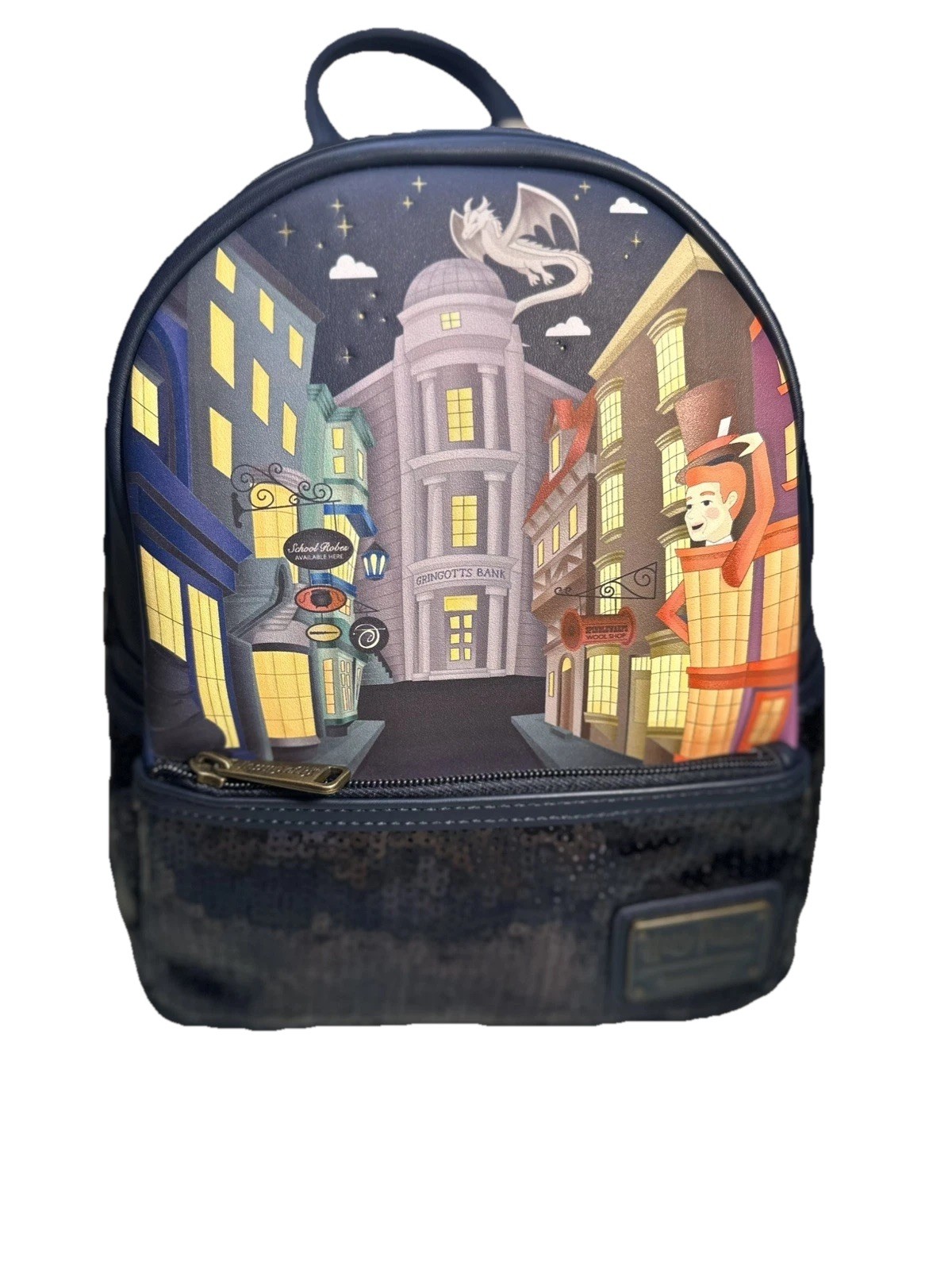 NEW Loungefly Harry Potter ⚯ ͛ Mini Backpack Diagon Alley with Black Sequins