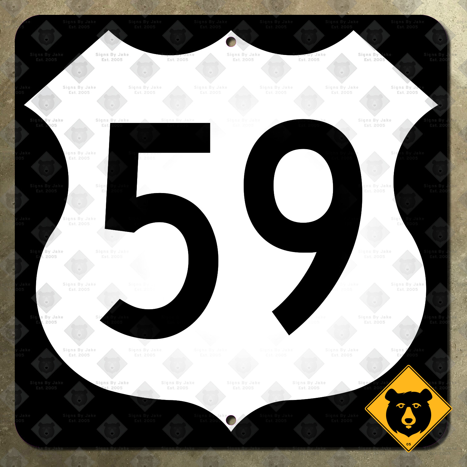 US Route 59 highway marker road sign Laredo Houston Lawrence 1961 12x12