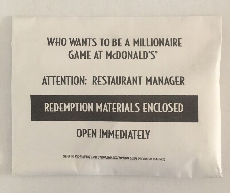 Mcdonalds Who Wants To Be A Millionaire SEALED Manager Kit. See Pics/Description