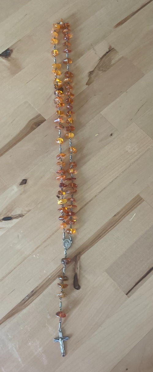 Vintage (Likely) Baltic Amber Chip Bead Catholic Rosary 17\
