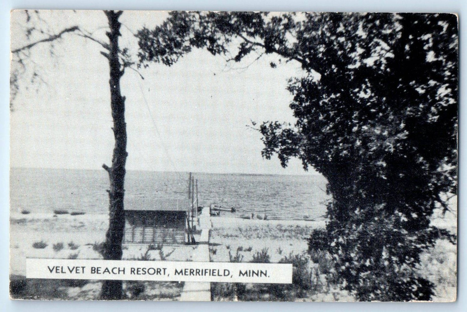 c1910 Merrifield Minnesota MN Vintage Postcard Velvet Beach Resort Seaside Scene