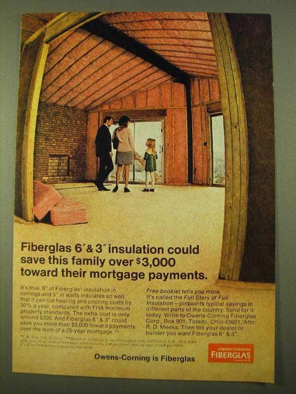 1970 Owens-Corning Fiberglas Ad - Save over $3,000