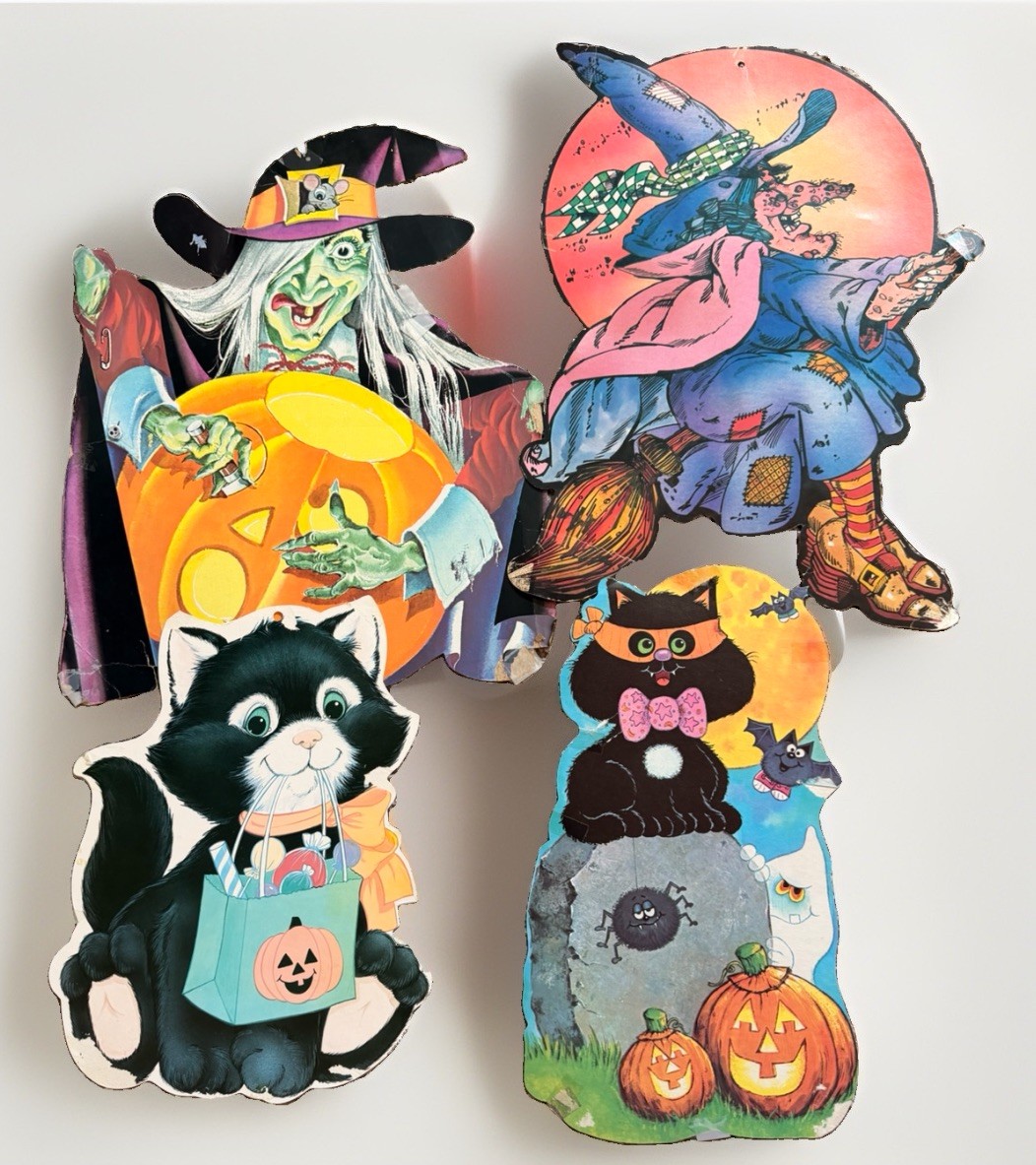 Vintage Dennison Eureka Halloween Die Cut Cutout Decorations