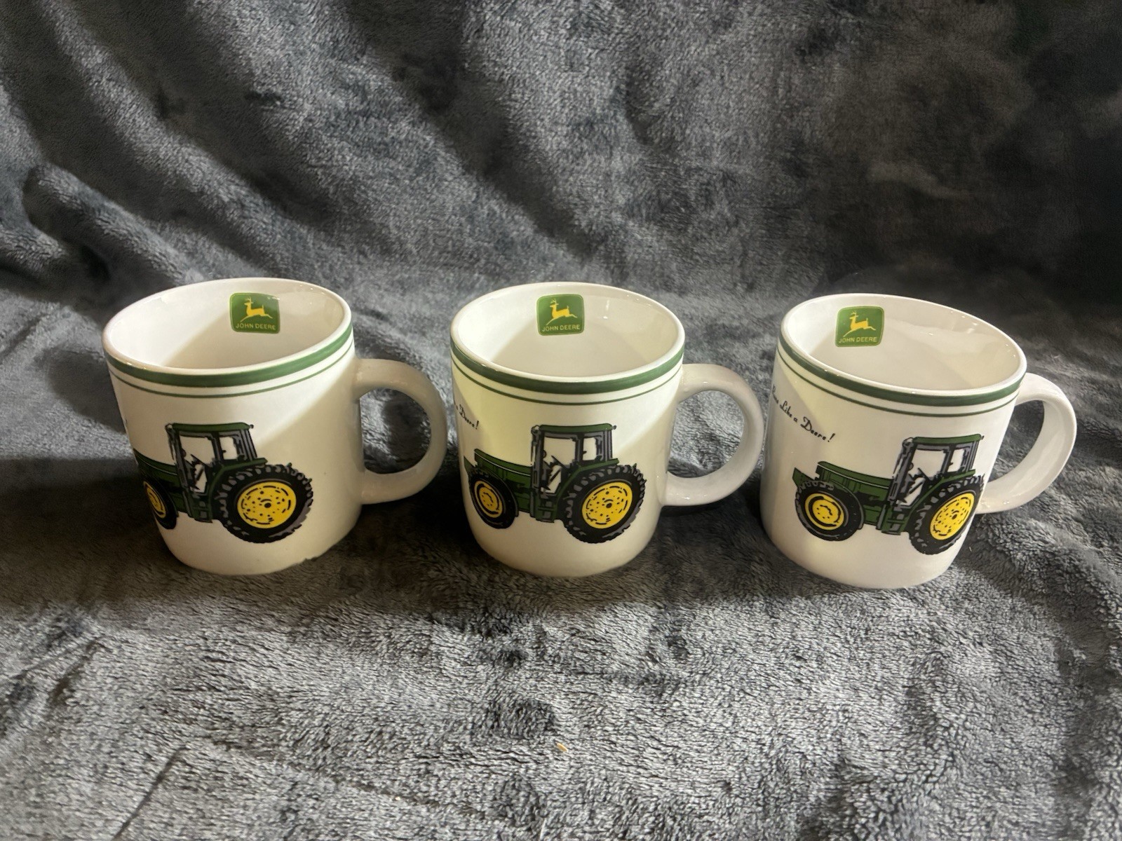 (3)-Gibson John Deere Tractor Coffee Cups, Mugs, Nothing Runs Like A Deere