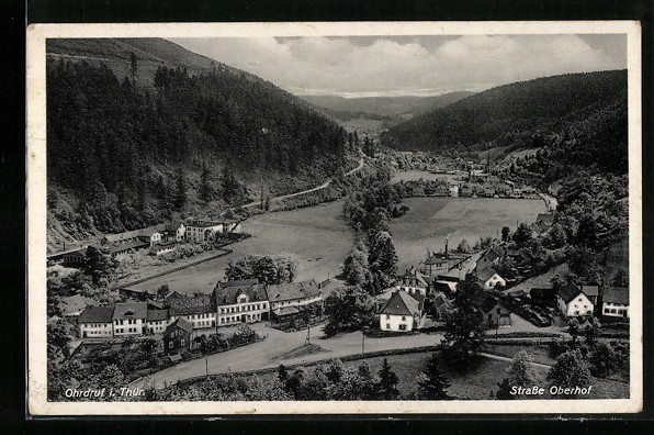 ear druf i. Thuringia, Street Oberhof & Station, Postcard 1940 