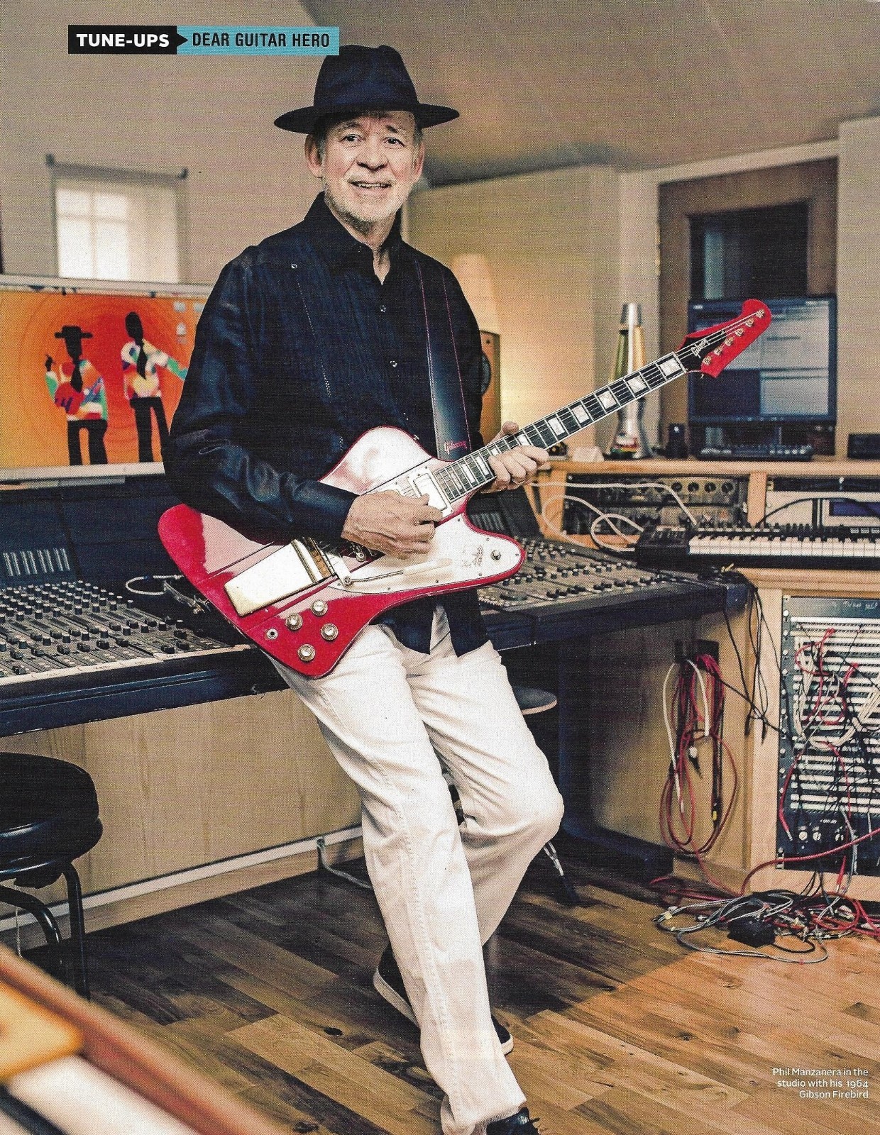 Roxy Music Phil Manzanera with his 1964 Gibson Firebird guitar pin-up photo