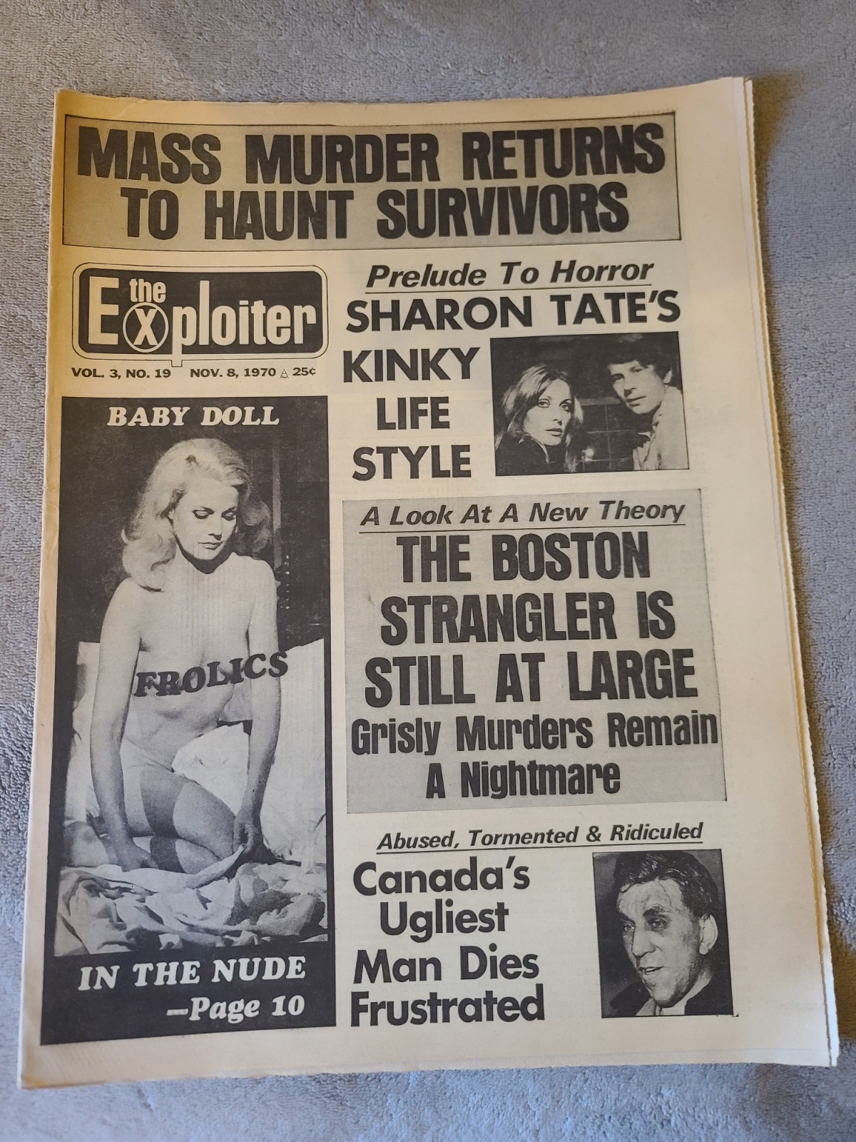 RARE November 8 1970 Exploiter Tabloid Newspaper Sharon Tate Boston Strangler