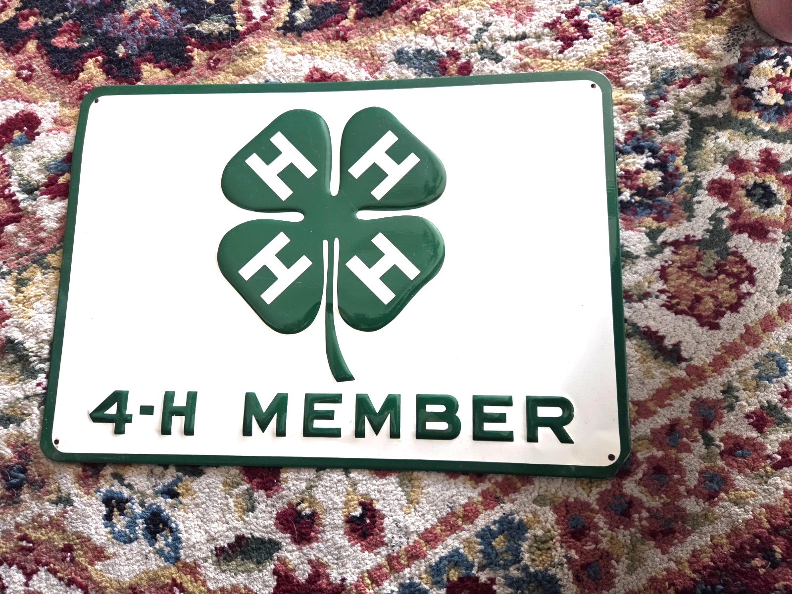 Vintage 4-H Member Clover Metal Sign Plate Decor