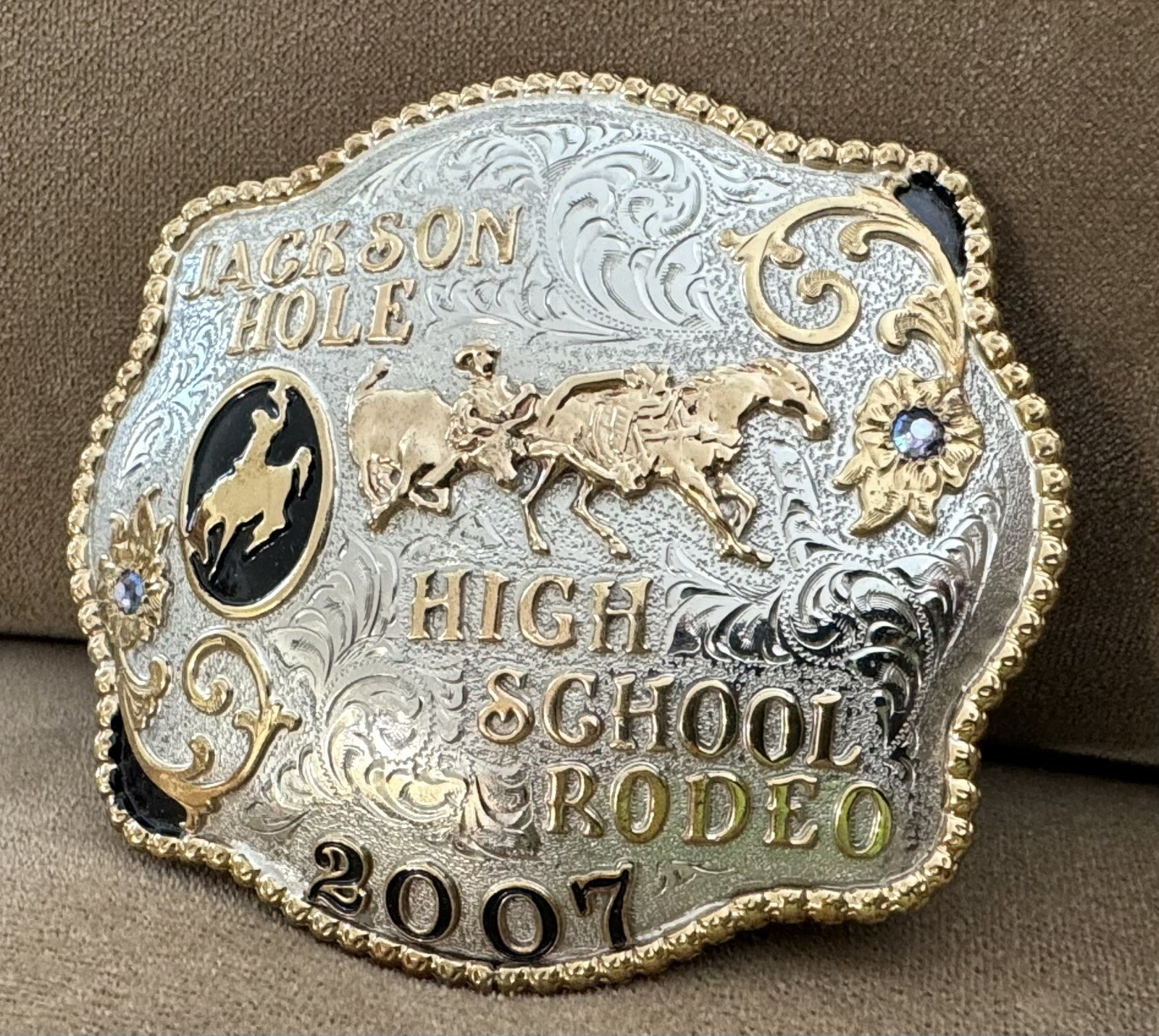 Rare Vintage 2007 Jackson Hole Wyoming Red Bluff Cowboy Rodeo Trophy Belt Buckle
