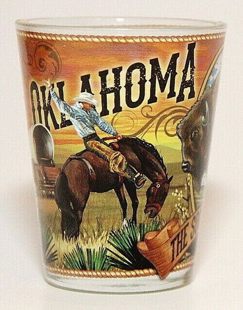 OKLAHOMA STATE MURAL SHOT GLASS SHOTGLASS