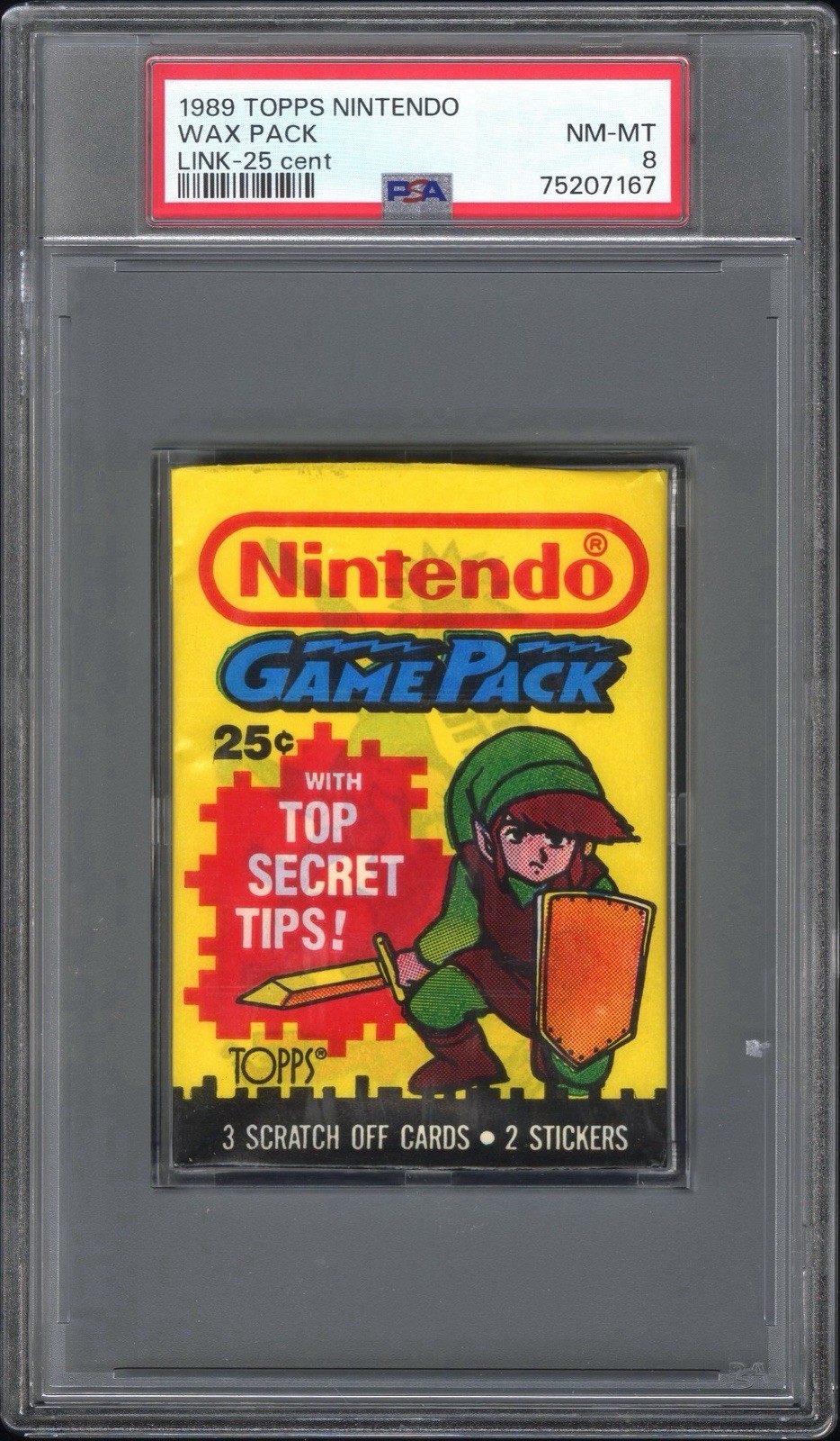 Topps 1989 Nintendo WAX PACK Legend of Zelda Link Sticker PSA 8 NM-MT