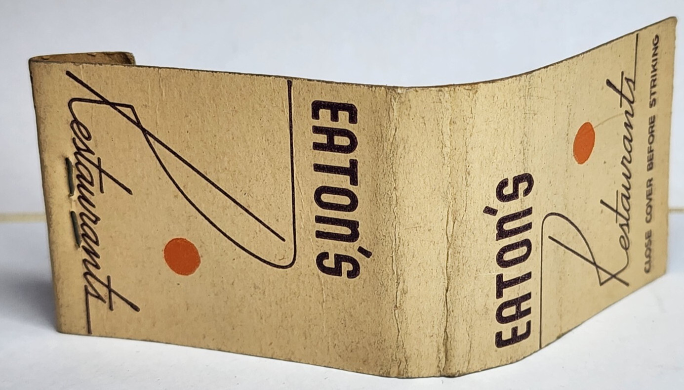 Vintage EATON\'S RESTAURANT Matchbook Cover Steak House Los Angeles California