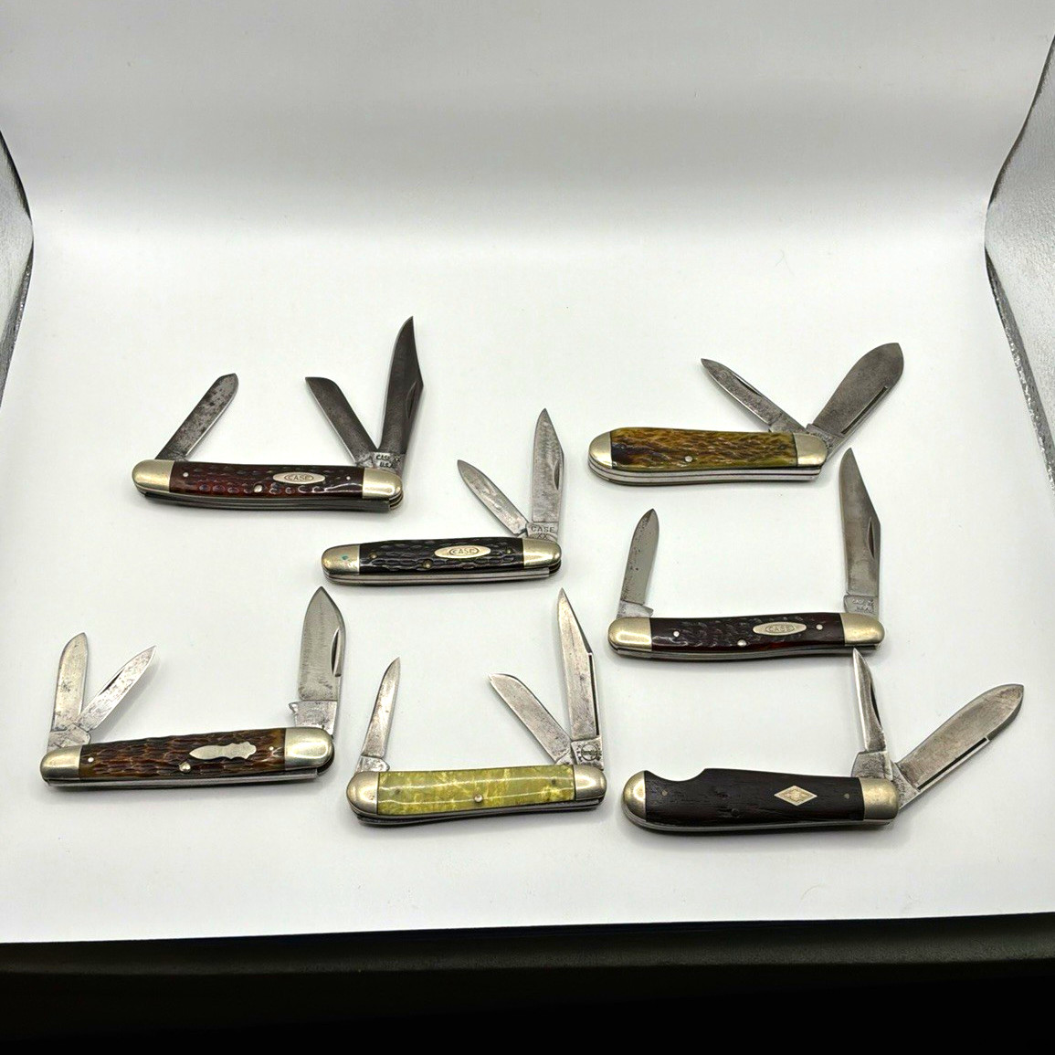 Case XX Vintage Mixed Lot of 7 Slipjoint Pocketknives Bone Handles, File