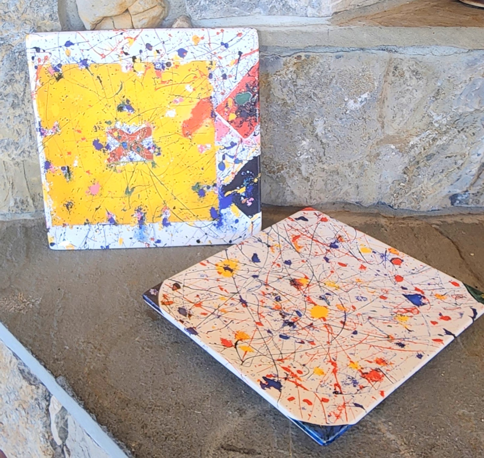 Pair Sam Francis Estate Collector Plates, Museum Of Contemporary Art Los Angeles