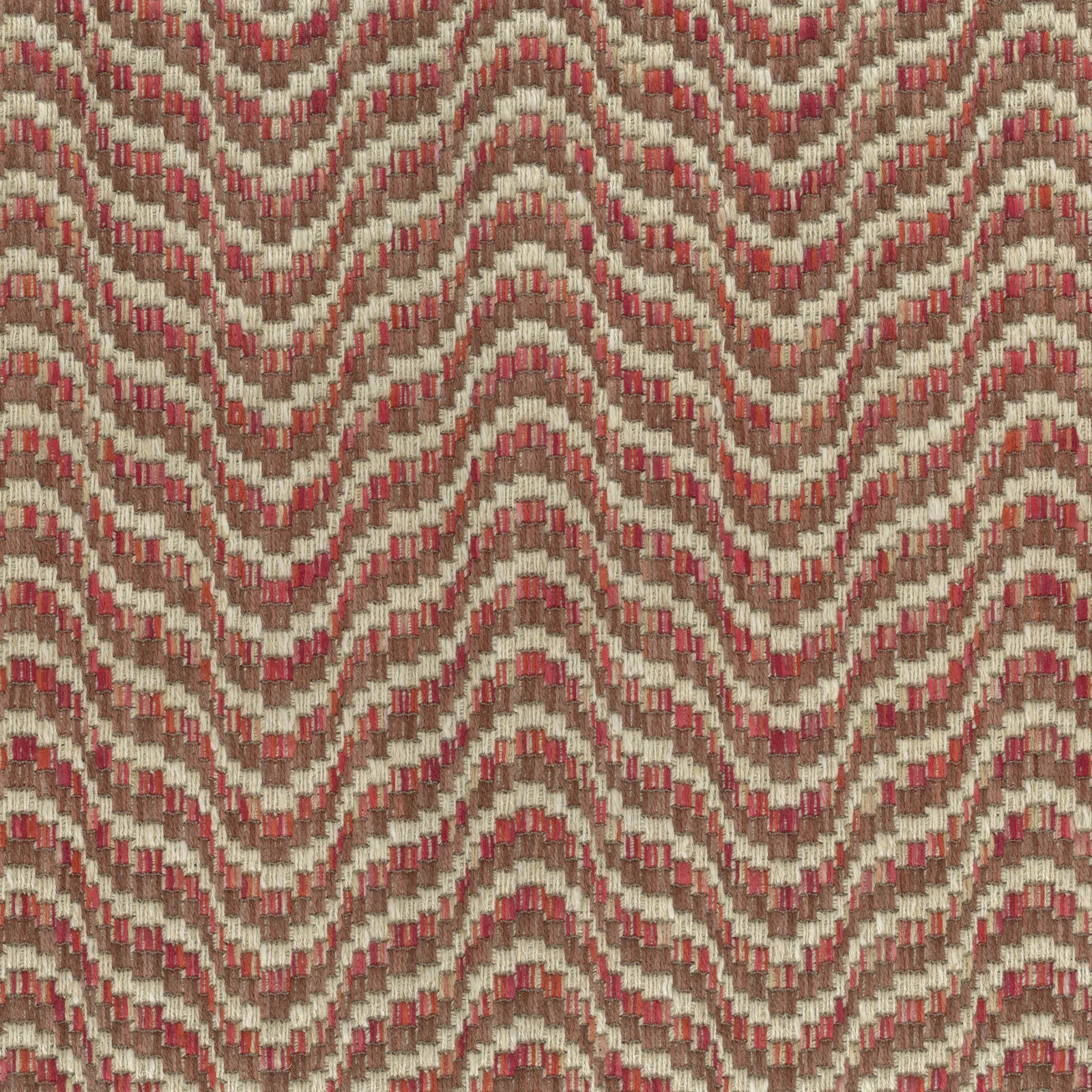 Nina Campbell Undulating Lines Weave Fabric- Ondoso Red Clay 5.60 yds NCF4572-03
