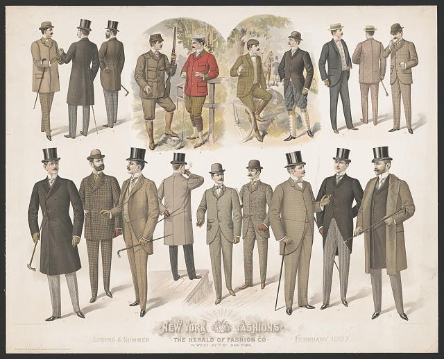 Photo:New York 1897 Spring Summer Fashion Men Top Hats Coat Print