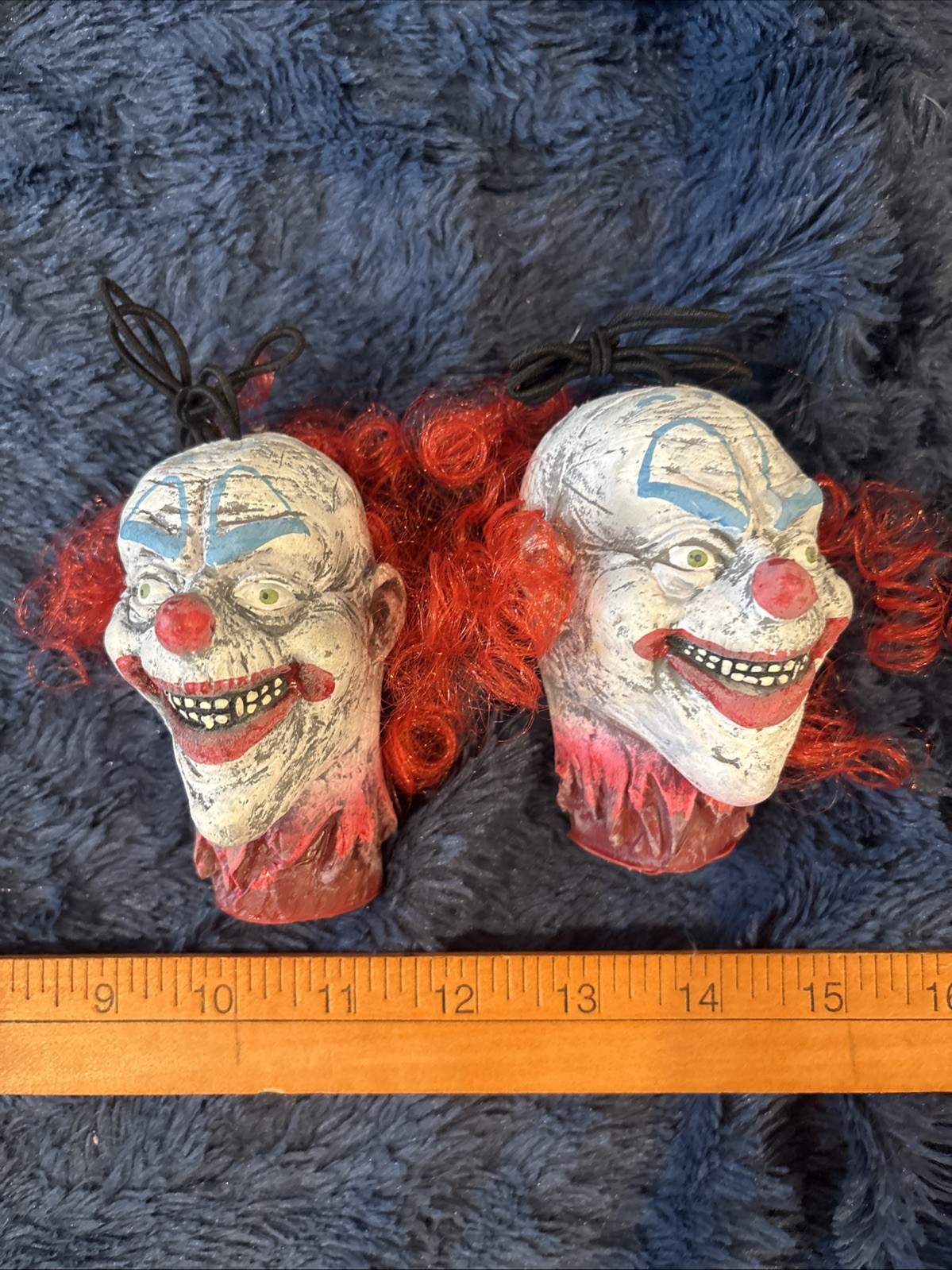 Creepy Severed Head Clown Prop White Painted Face Makeup And Red Nose Red Hair 