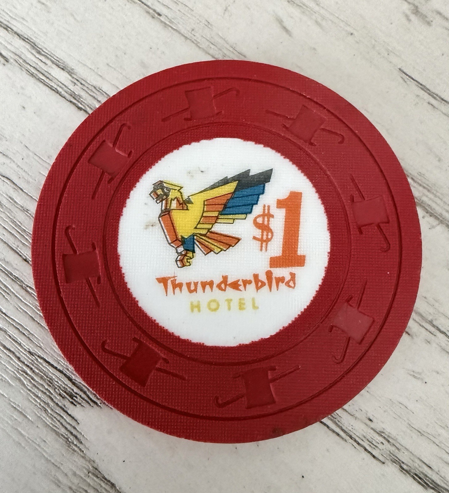 Thunderbird Hotel $1 Casino Chip - Joe Wells Obsolete 1960s Rare