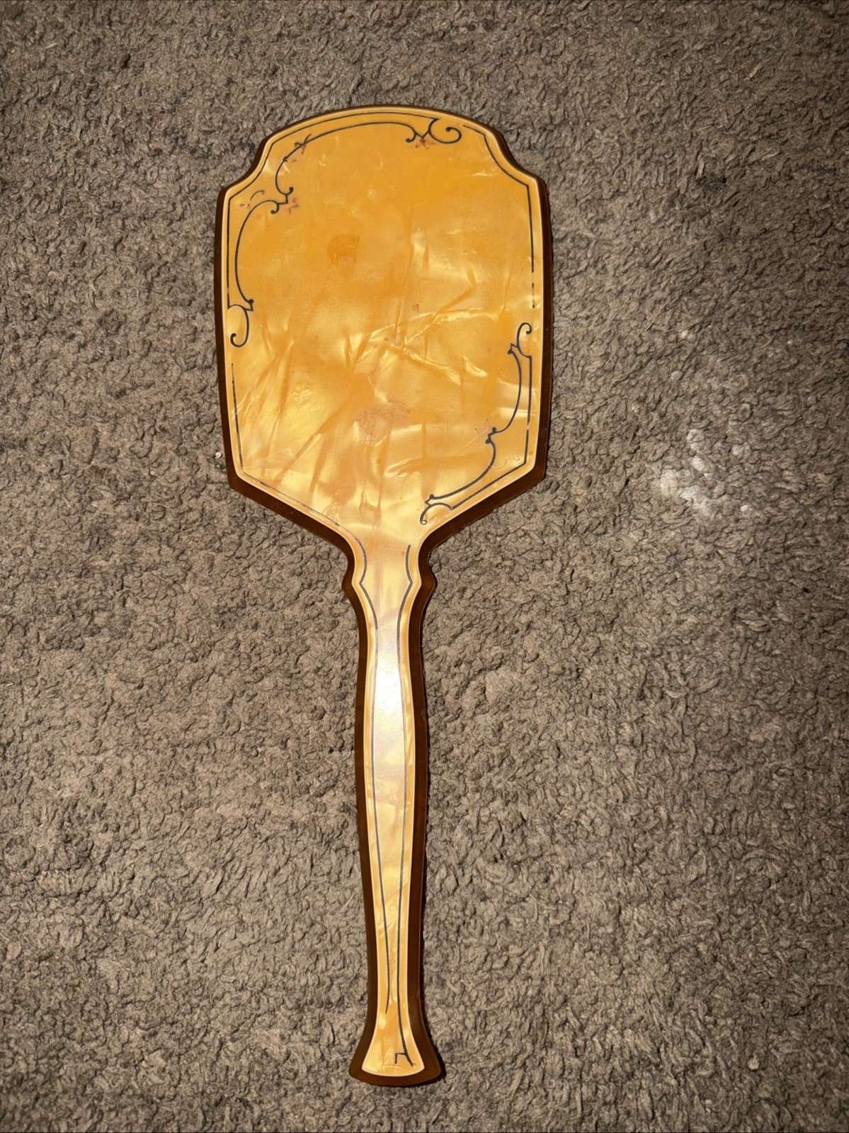Vintage Windsor Arch Amerith Celluloid Bakelite Hand Held Vanity Mirror 15\