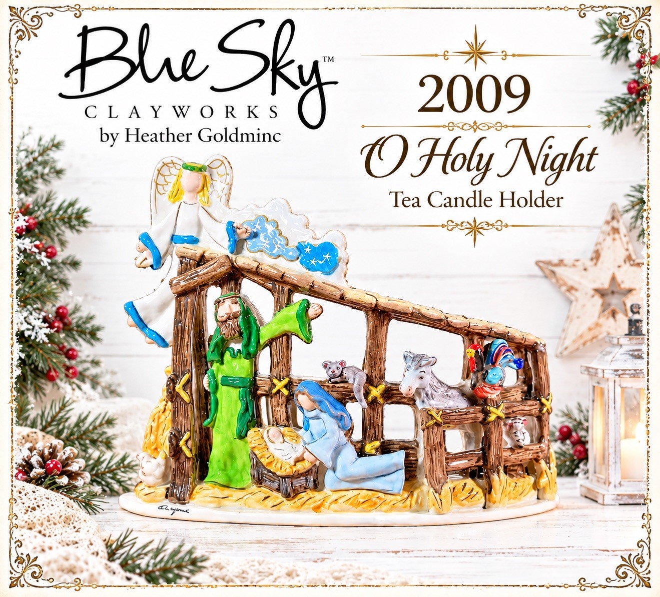 Blue Sky Clayworks 2009 Heather Goldminc O Holy Night Bethlehem Tea Light Holder