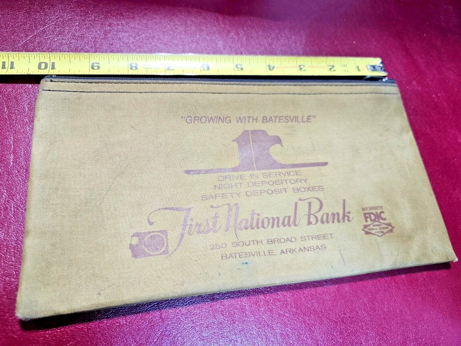 Vintage FIRST NATIONAL BANK BATESVILLE  Deposit CASH  Money Bag  ARKANSAS FDIC