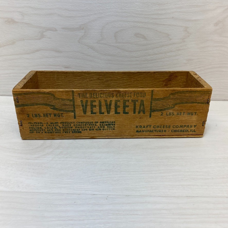 Vintage Kraft VELVEETA Cheese Advertising 2 lb Size Wood Box - Chicago Illinois
