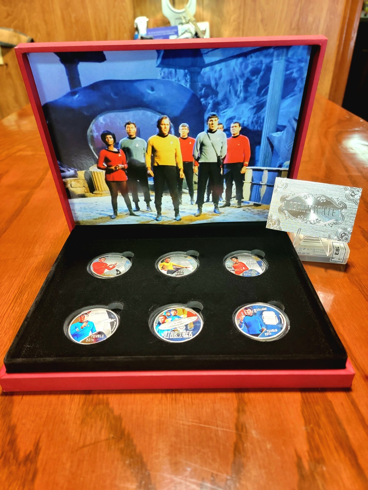 2014-6 Piece 24K Silver Plated StarTrek Original Collectors Set.With Certificate
