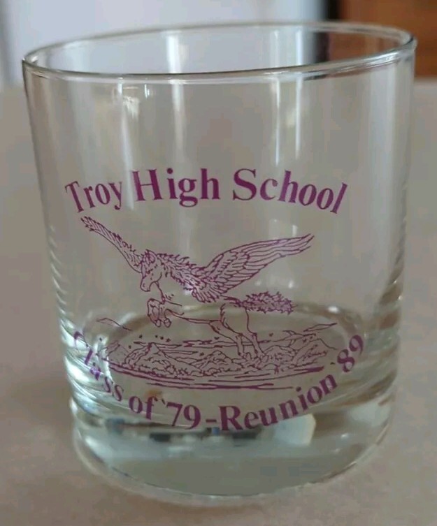 Troy High School Class of 1979 10-Year Reunion 1989 Drinking Glass Troy NY
