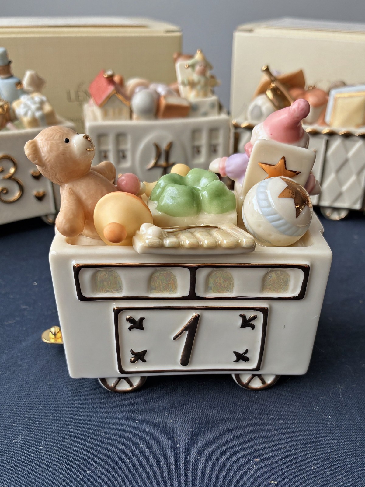 HAPPY BIRTHDAY FANTASTIC FIRST LENOX EXPRESS TRAIN FINE CHINA WITH 24k TRIM
