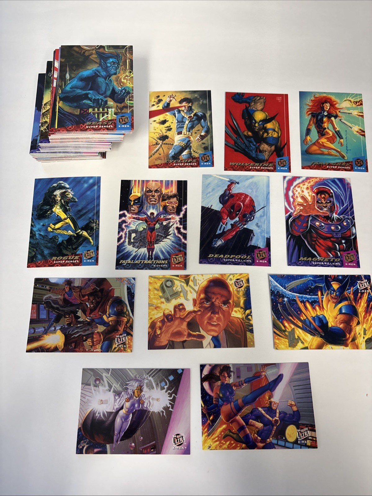 1994 MARVEL ULTRA X-MEN Complete 150 Base Set AND 5 TEAM PORTRAIT CARDS EX/EX+