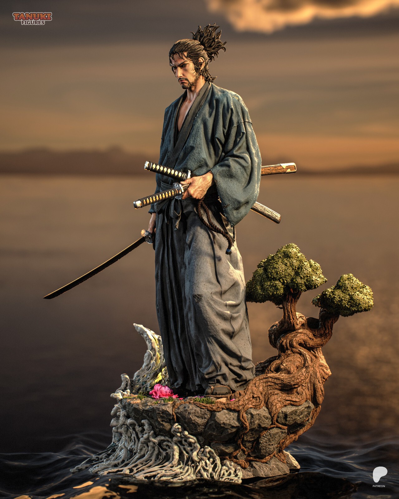 1:8 Musashi Miyamoto Vagabond Fan Art UNPAINTED Resin Garage Kit