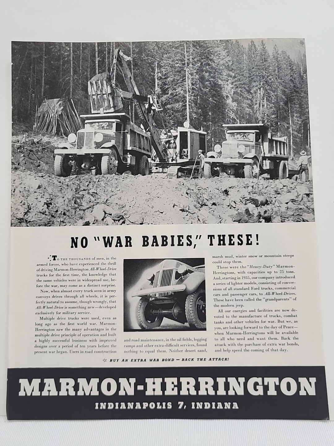 1943 Marmon-Herrington Fortune WW2 Print Ad Indianapolis War Trucks Homefront