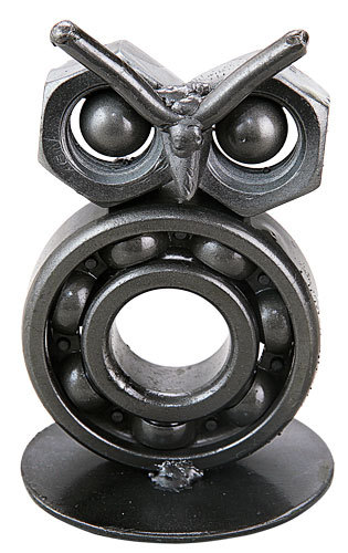 Owl Hand Crafted Recycled Metal Art Sculpture Figurine