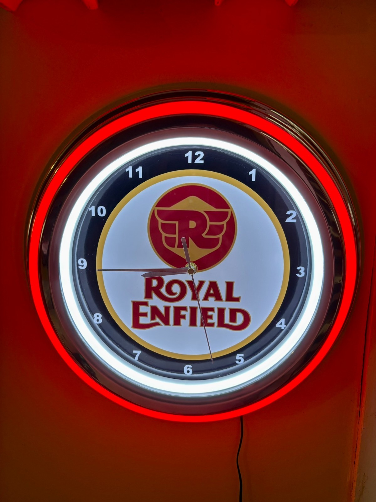 Royal Enfield Motorcycle Garage Man Cave Store Neon Style Retro LED Clock Sign