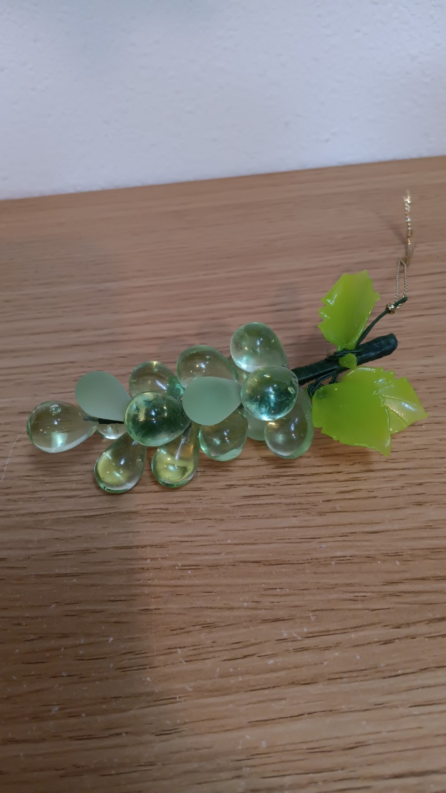 Vintage Art Glass Grape Cluster Light Green Frosted Clear MCM