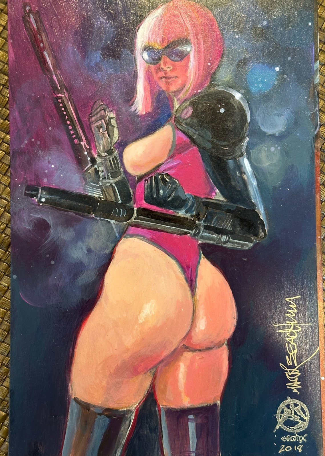 Mark Beachum Penthouse Comix SciFi BACKLASH Original Art Color Painting Pinup