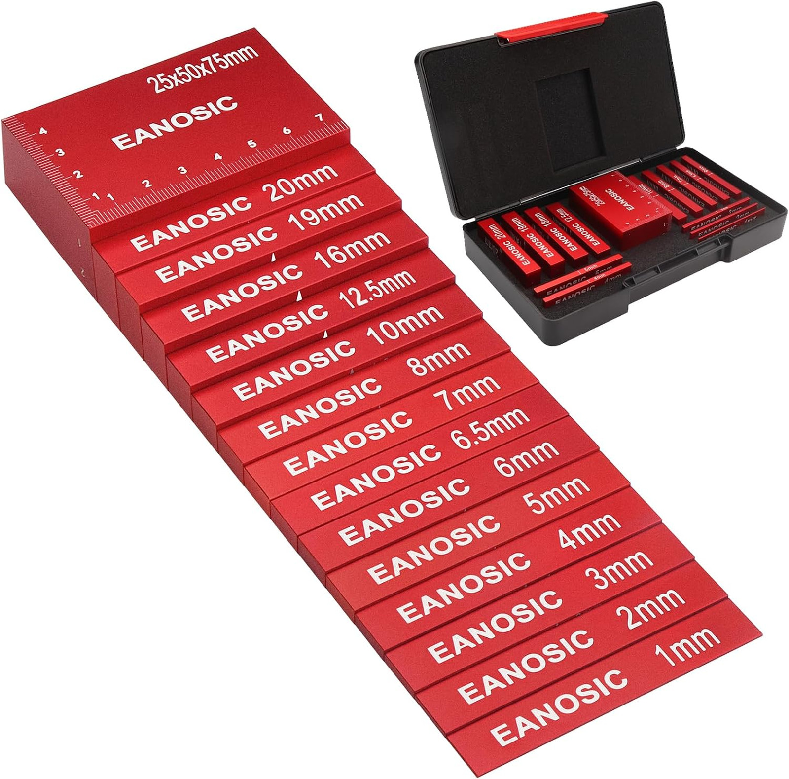 Metric Setup Blocks Height Gauge Set, 15pcs Precision Aluminum Setup Bars Guage