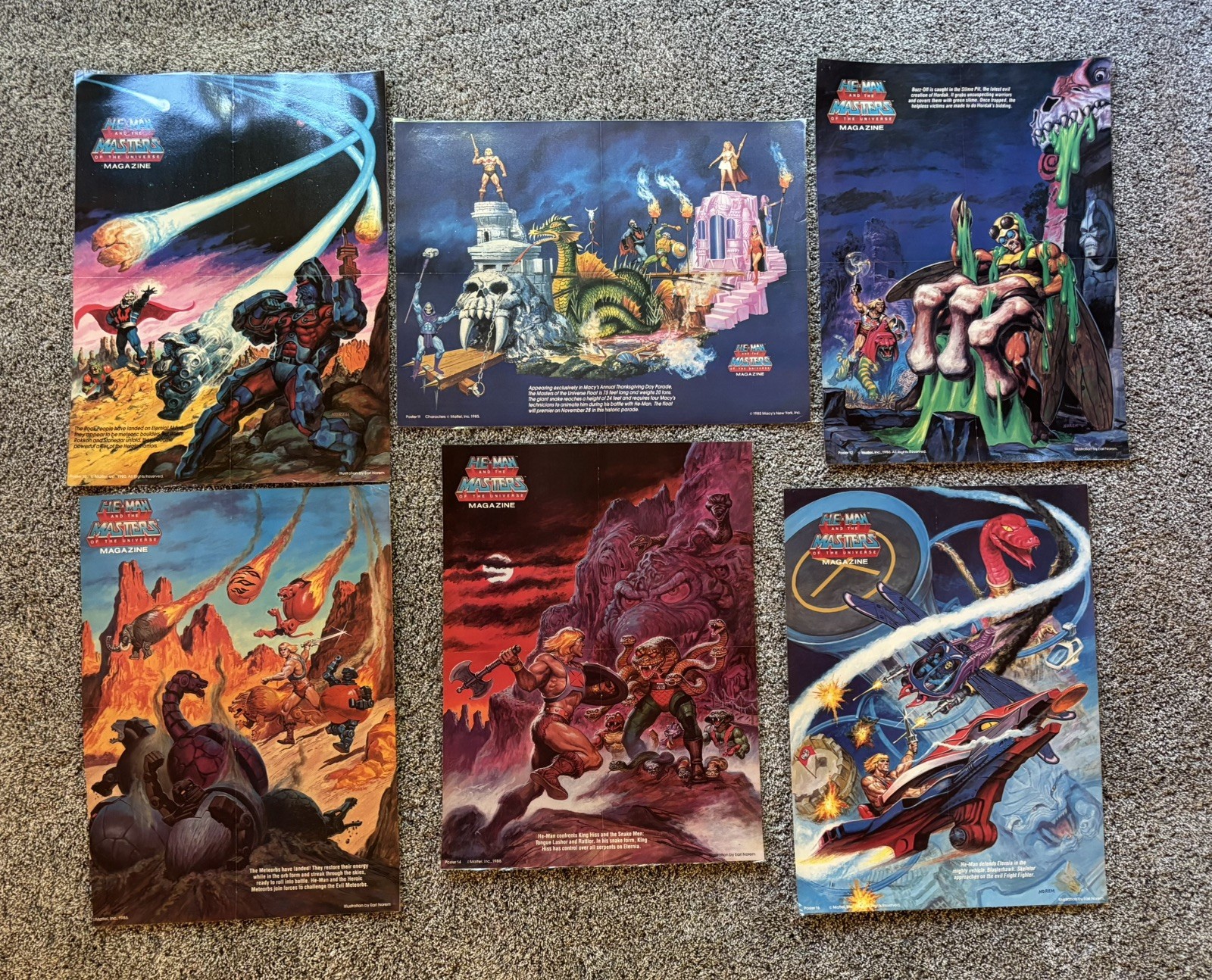 He-Man Masters of The Universe Vintage Poster Lot MOTU Magazine 1985 & 1986