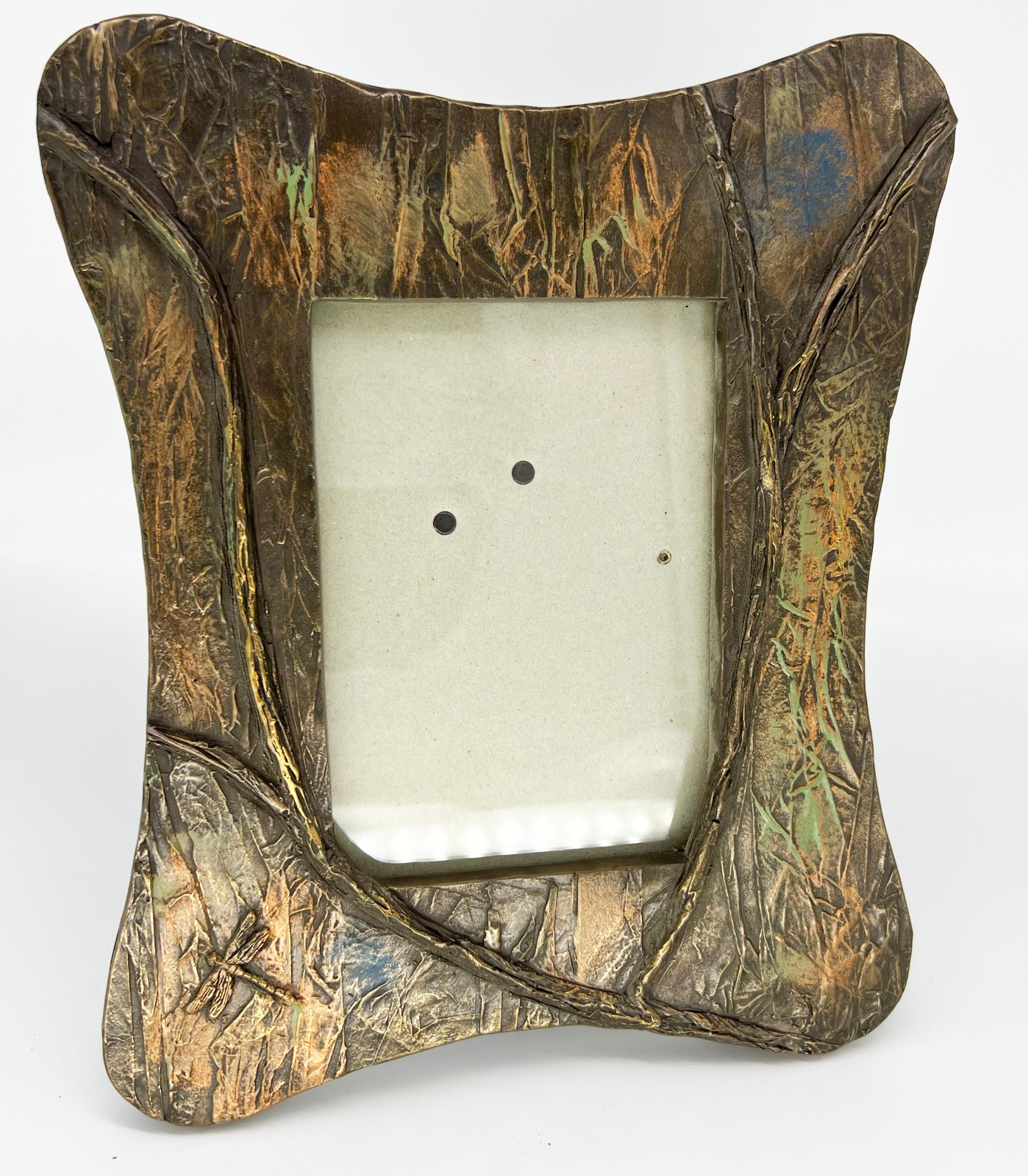 VTG. Heavy Bronze Picture Frame Steve Finney Summer Dragonfly 3D Sculpture 5X7