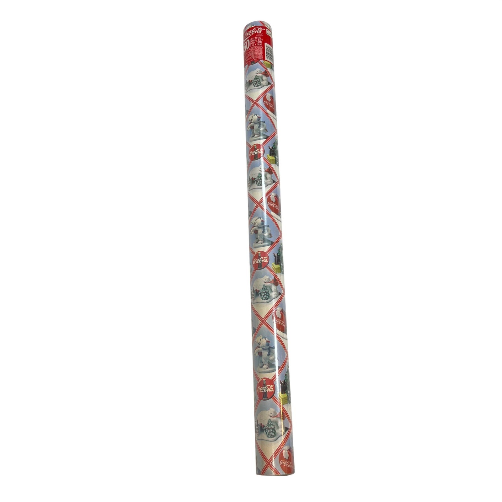 Vintage 1997 Coca-Cola Polar Bear Christmas Wrapping Paper 50 Sq Ft Gift Wrap